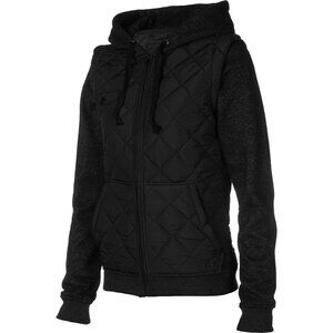 Hurley Bristol Black Quilted Zip Up Hoodie Jacket Women's Small NWOT
